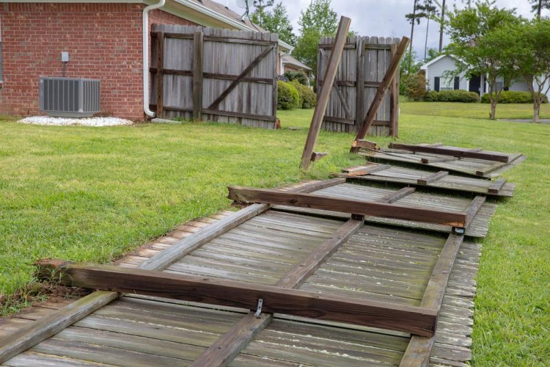 blown down fence